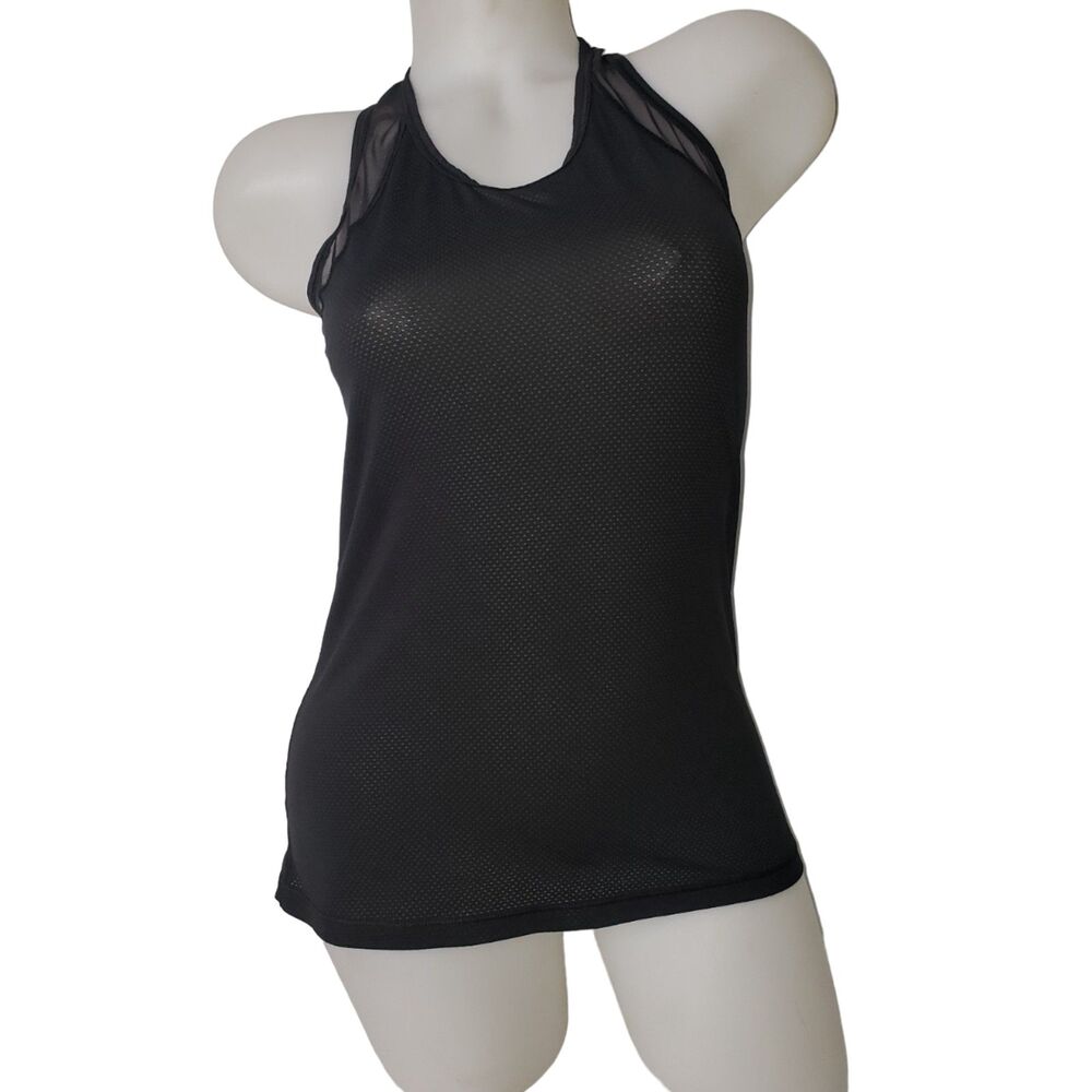Victoria's Secret Victoria Sport Black Sheer Racer Back Tank Top Size Small